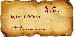 Nyiri Dénes névjegykártya