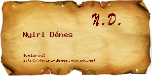 Nyiri Dénes névjegykártya